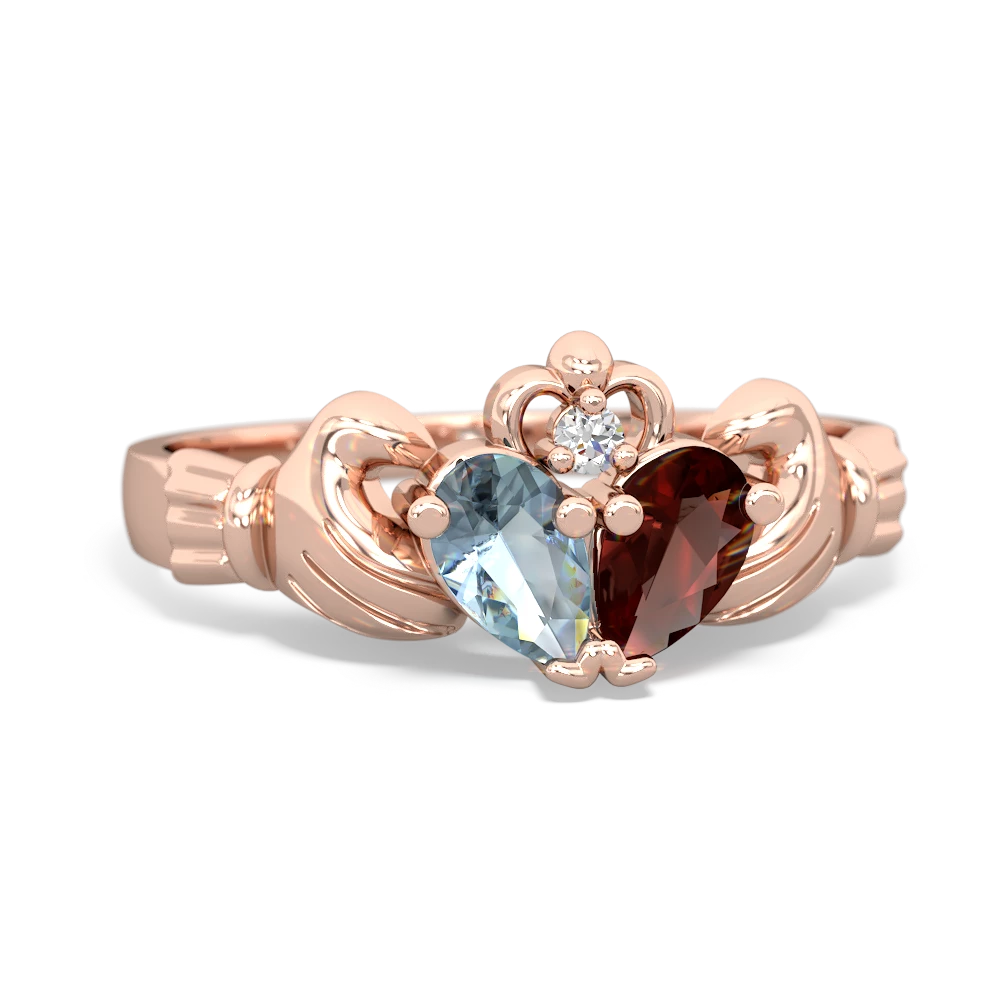 Aquamarine 'Our Heart' Claddagh 14K Rose Gold ring R2388