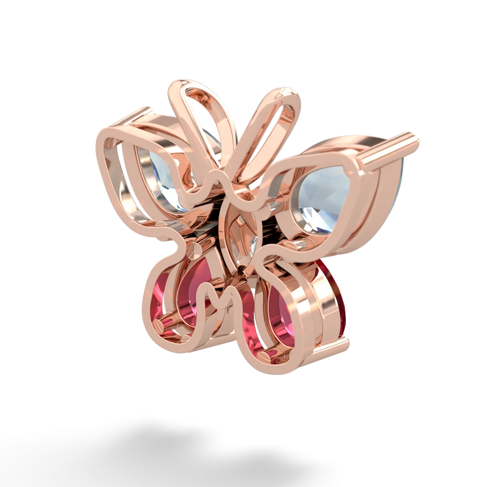 Aquamarine Butterfly 14K Rose Gold pendant P2215