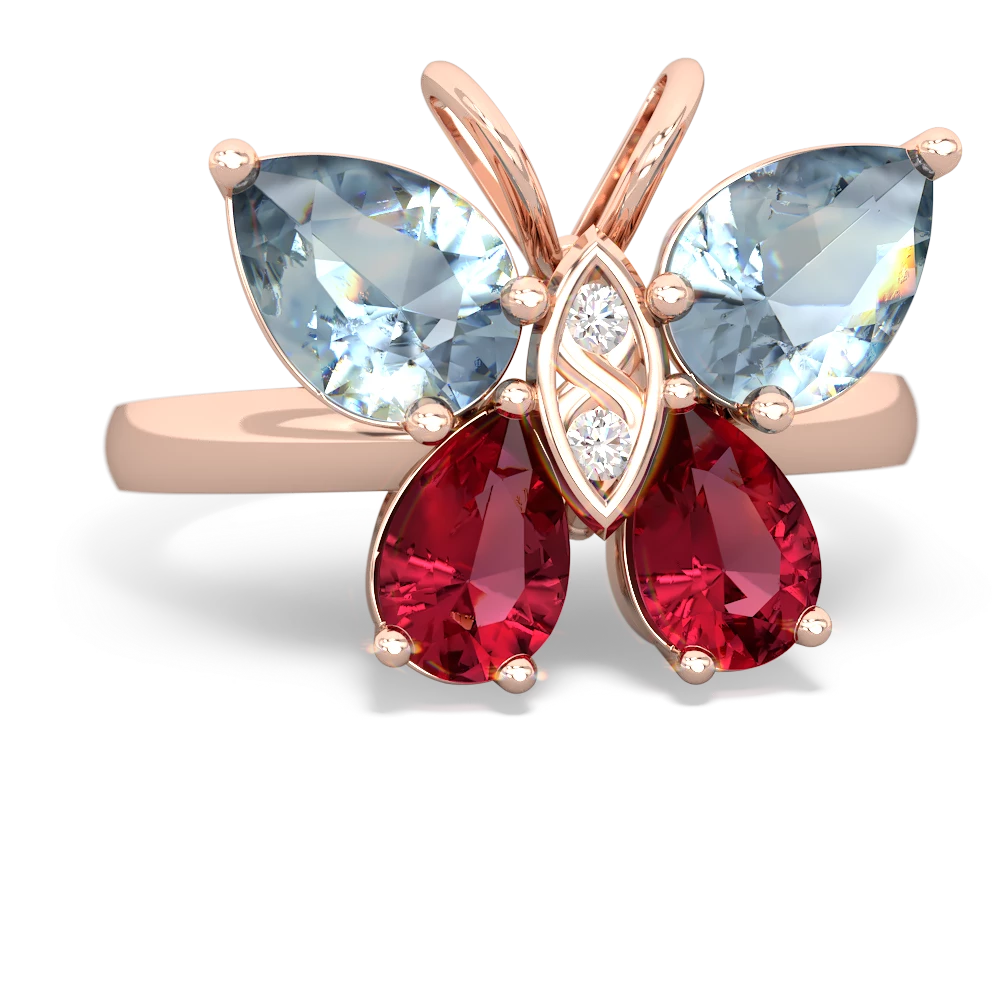 Aquamarine Butterfly 14K Rose Gold ring R2215