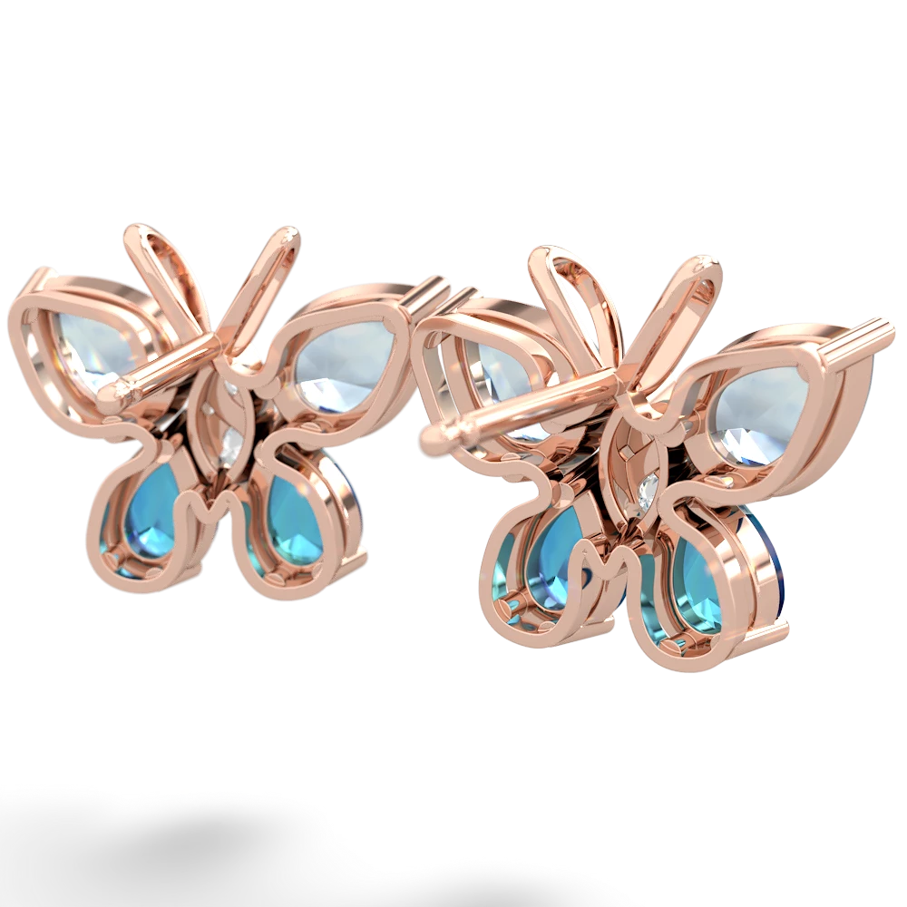 Aquamarine Butterfly 14K Rose Gold earrings E2215