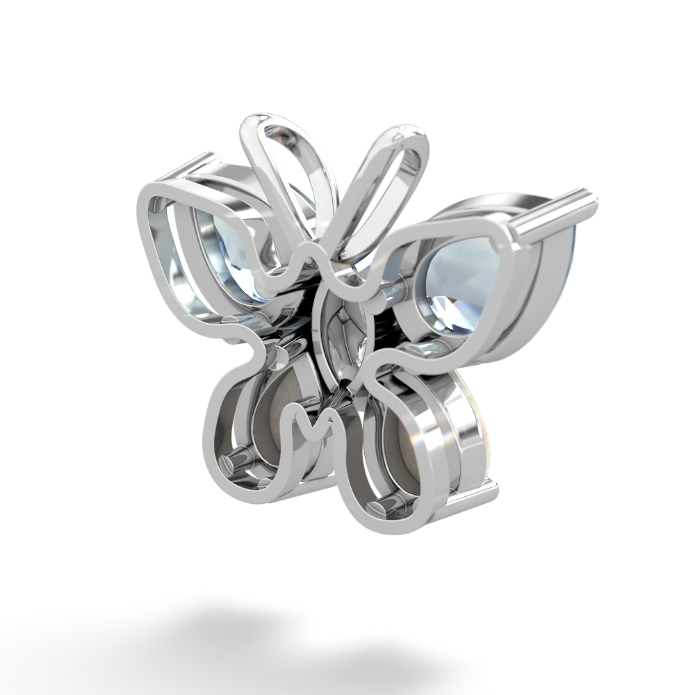 Aquamarine Butterfly 14K White Gold pendant P2215