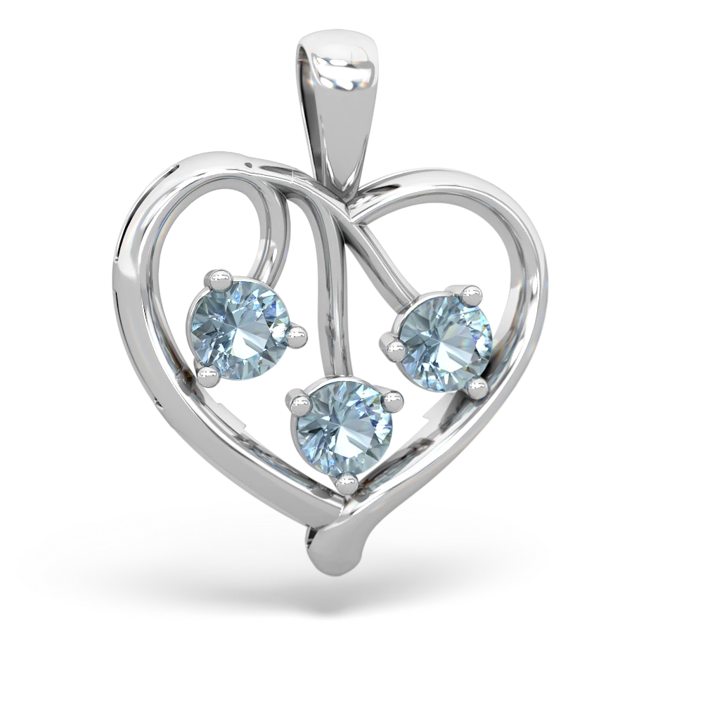Aquamarine Glowing Heart 14K White Gold pendant P2233