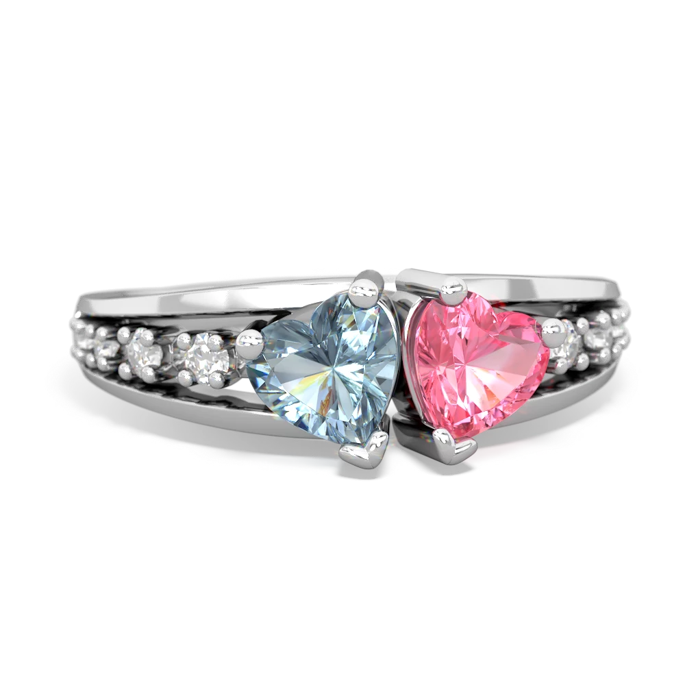 Aquamarine Heart To Heart 14K White Gold ring R3342