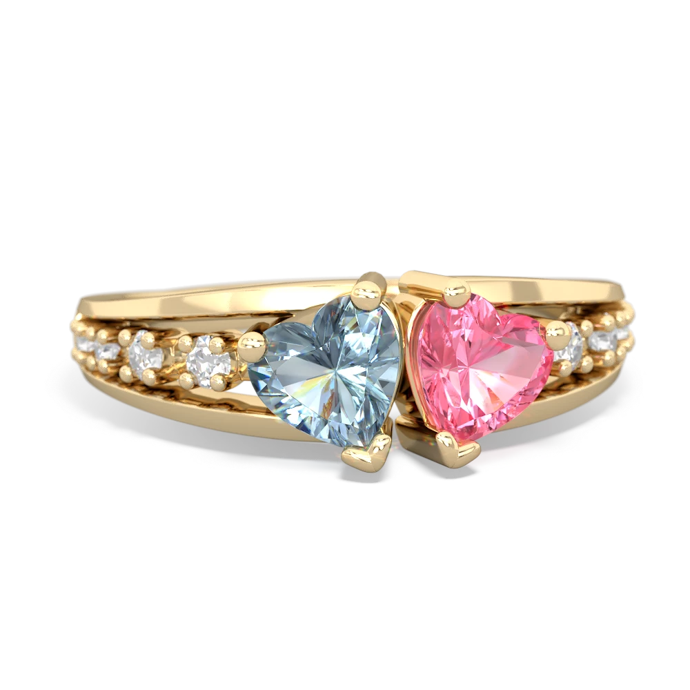 Aquamarine Heart To Heart 14K Yellow Gold ring R3342