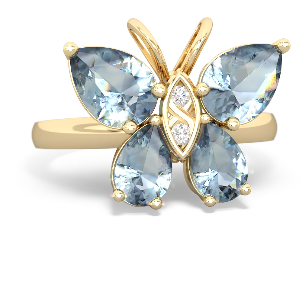 Aquamarine Butterfly 14K Yellow Gold ring R2215