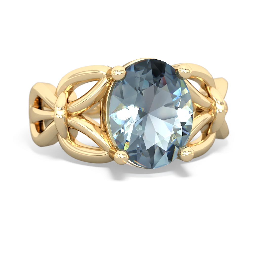 Aquamarine Celtic Knot Cocktail 14K Yellow Gold ring R2377