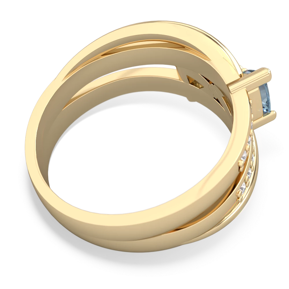 Aquamarine Bowtie 14K Yellow Gold ring R2360