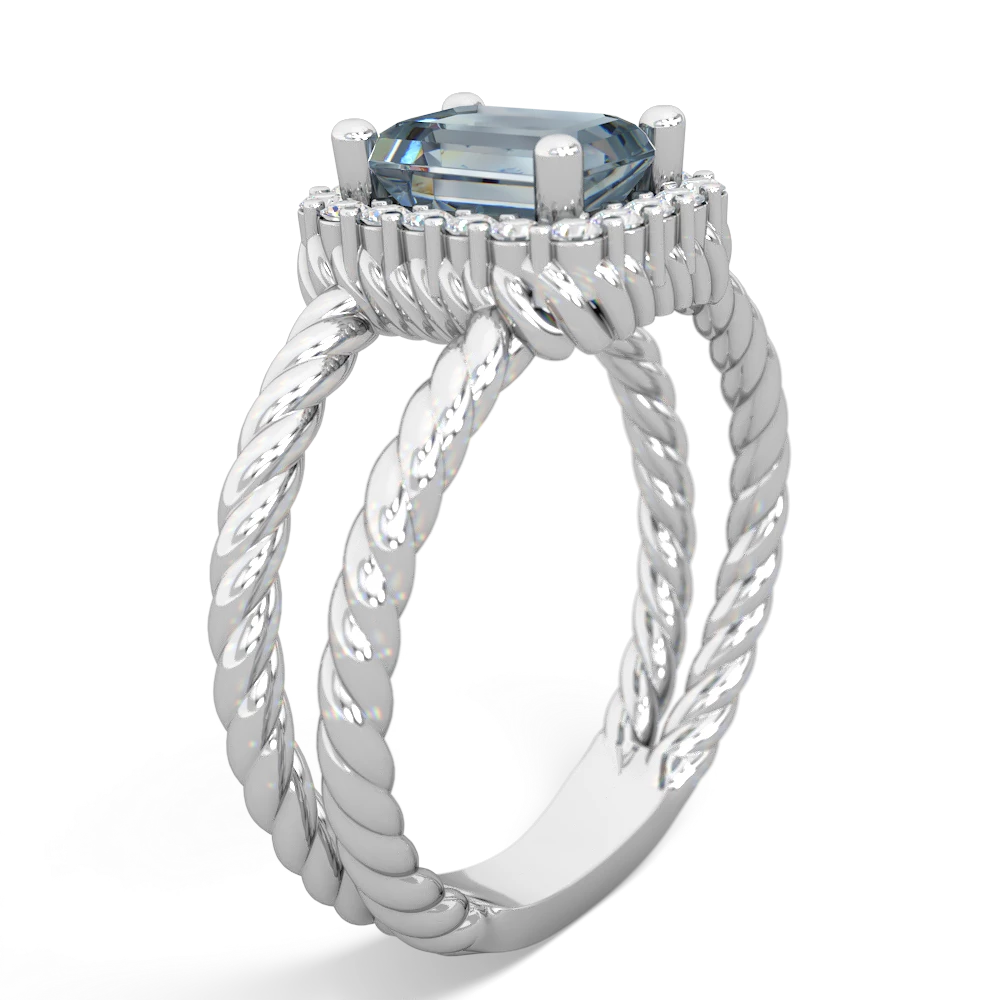 Aquamarine Rope Split Band 14K White Gold ring R2628