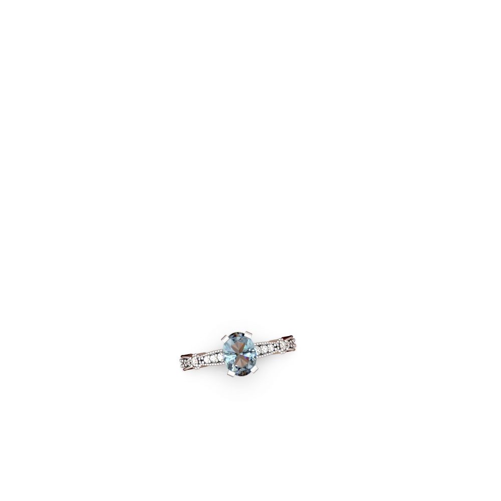 Aquamarine Sparkling Tiara 8X6 Oval 14K White Gold ring R26298VL