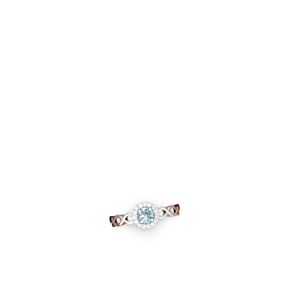 Aquamarine Infinity Halo Engagement 14K White Gold ring R26315RH