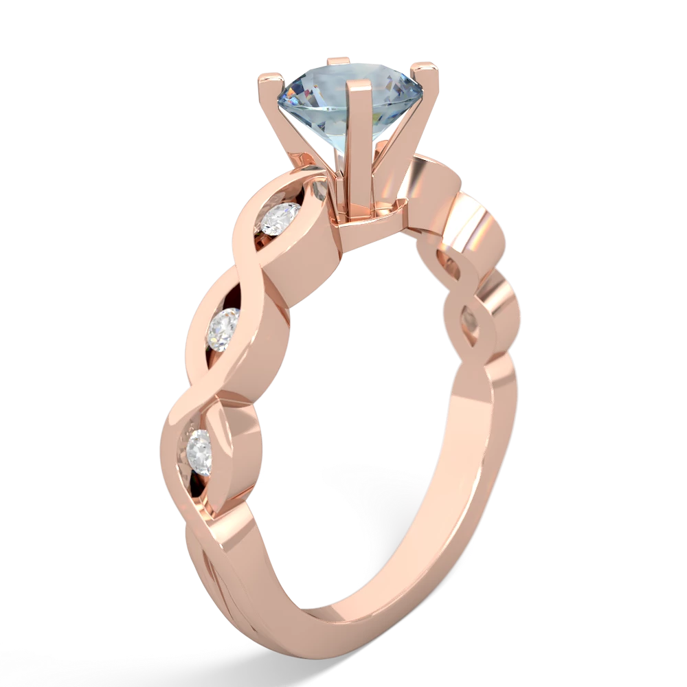 Aquamarine Infinity 6Mm Round Engagement 14K Rose Gold ring R26316RD