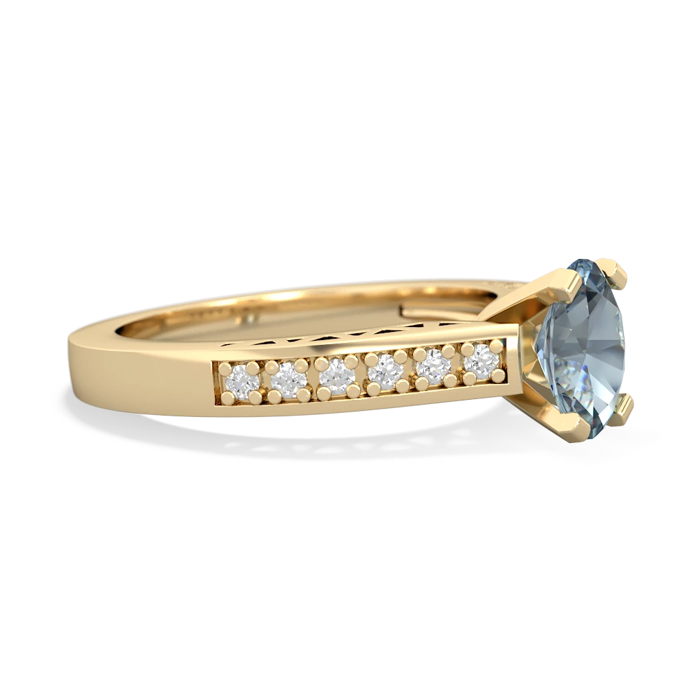 Aquamarine Art Deco Engagement 7X5mm Oval 14K Yellow Gold ring R26357VL