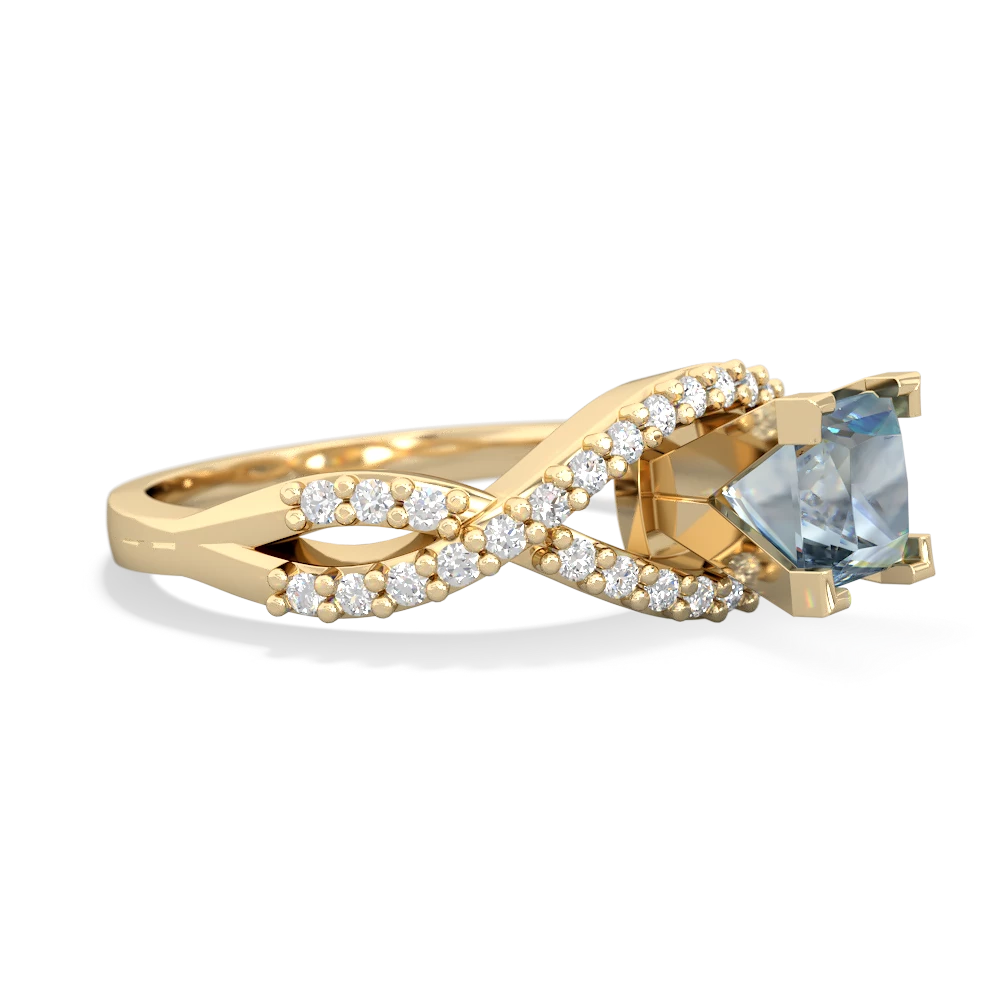 Aquamarine Diamond Twist 5Mm Square Engagment  14K Yellow Gold ring R26405SQ