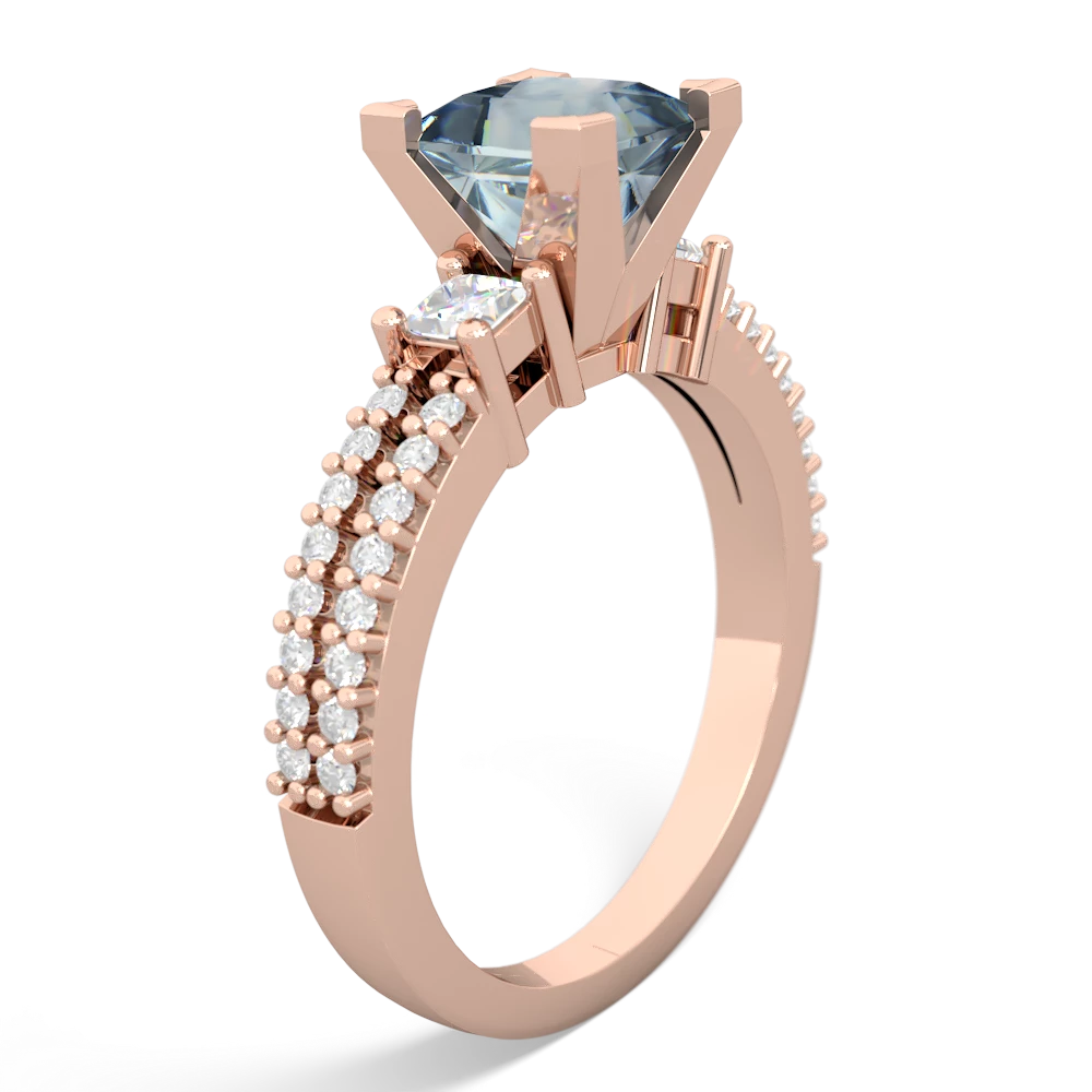 Aquamarine Classic 6Mm Princess Engagement 14K Rose Gold ring R26436SQ