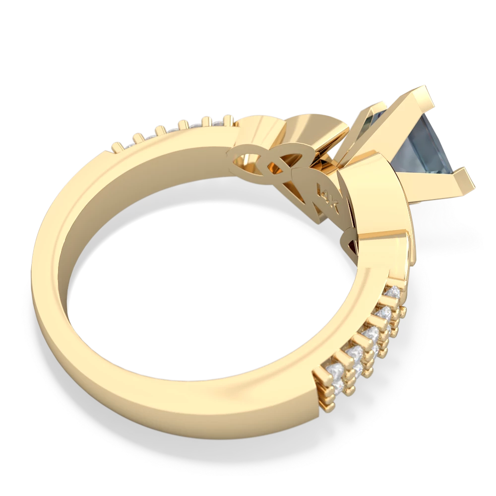 Aquamarine Celtic Knot 6Mm Princess Engagement 14K Yellow Gold ring R26446SQ
