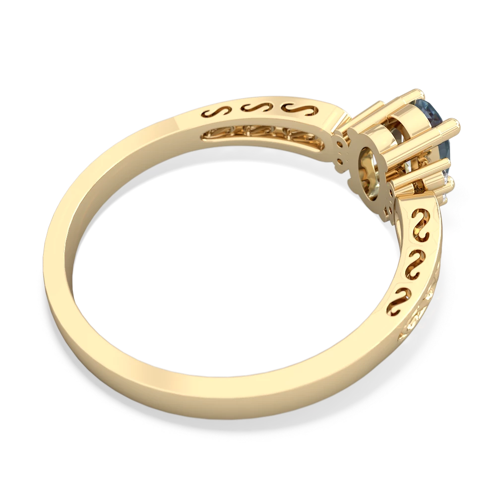Aquamarine Filligree Scroll Oval 14K Yellow Gold ring R0812