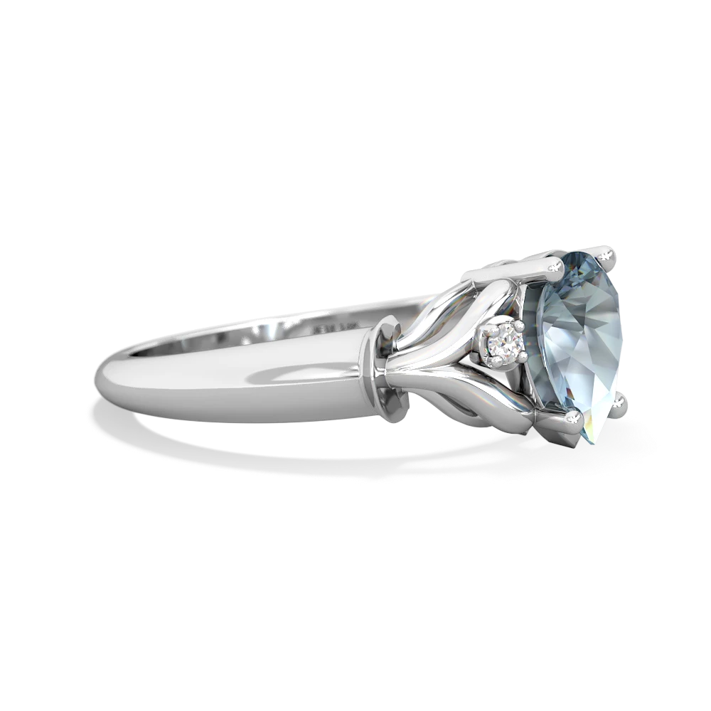 Aquamarine Precious Pear 14K White Gold ring R0826