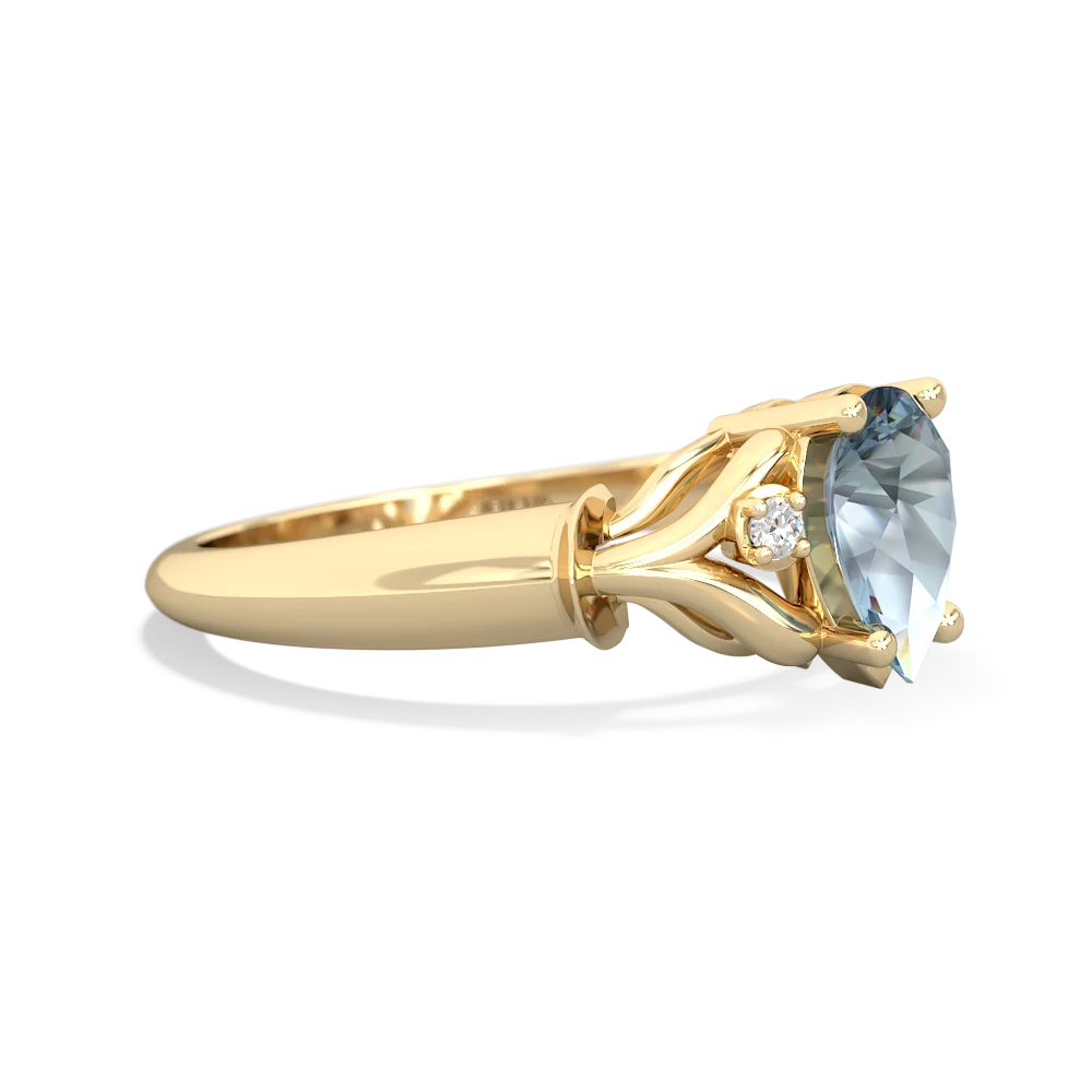 Aquamarine Precious Pear 14K Yellow Gold ring R0826