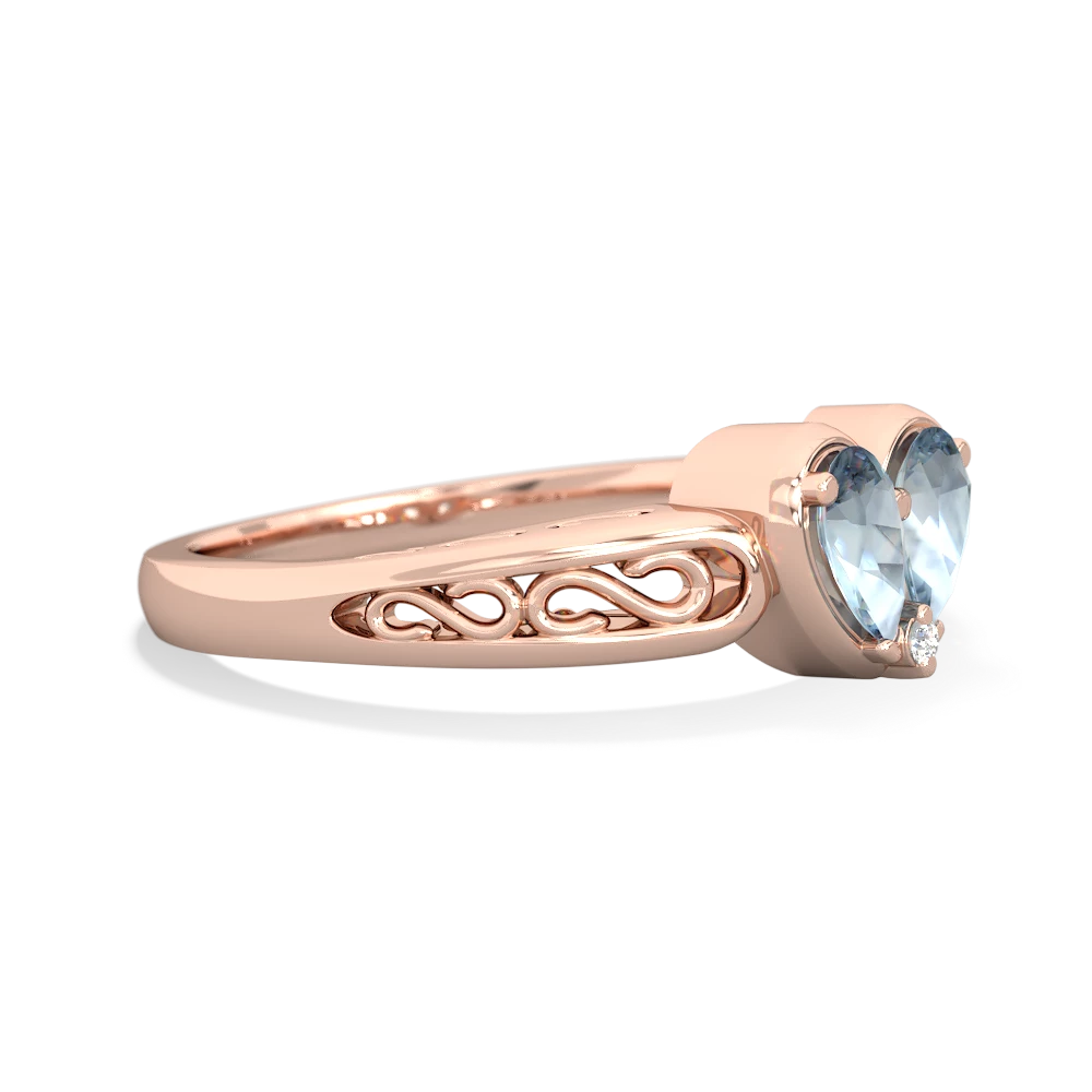 Aquamarine Filligree 'One Heart' 14K Rose Gold ring R5070