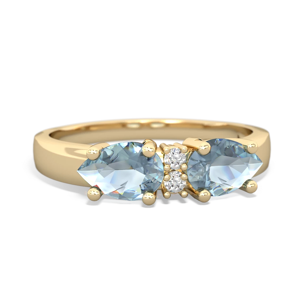 Aquamarine Pear Bowtie 14K Yellow Gold ring R0865