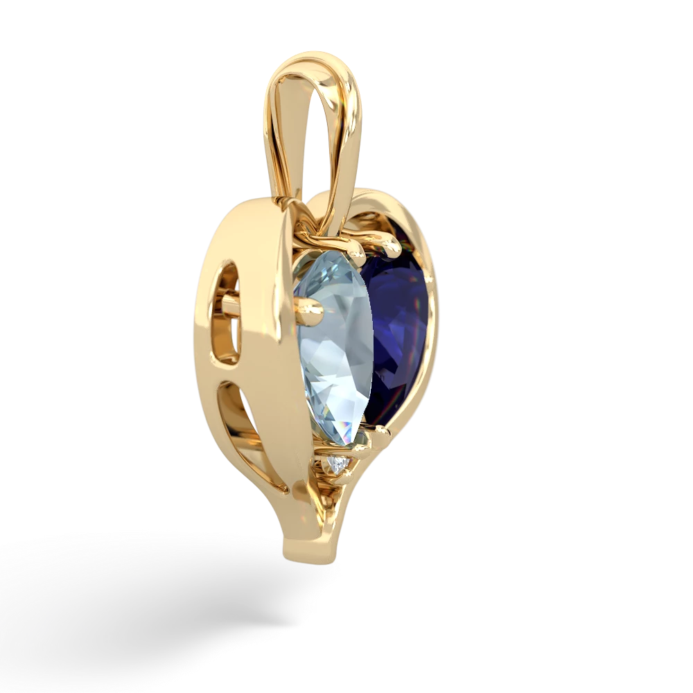 Aquamarine Two Become One 14K Yellow Gold pendant P5330