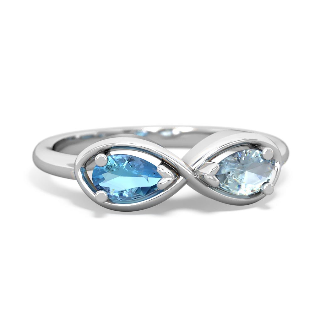 Blue Topaz Infinity 14K White Gold ring R5050