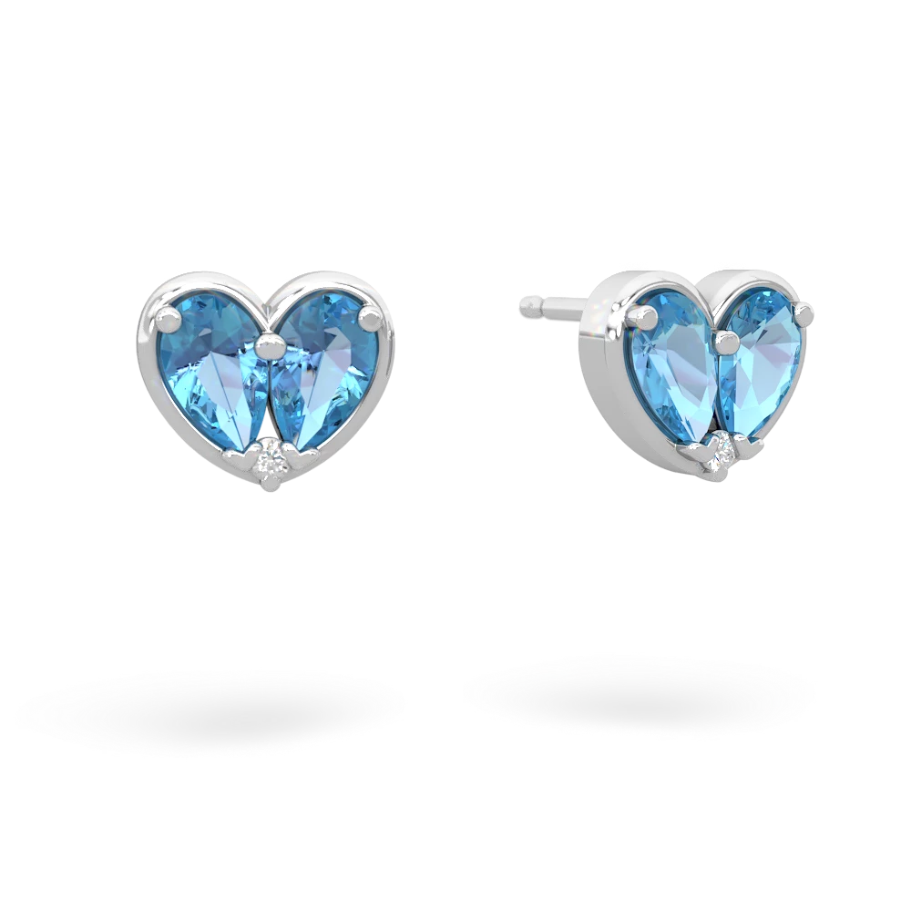 Blue Topaz 'Our Heart' 14K White Gold earrings E5072