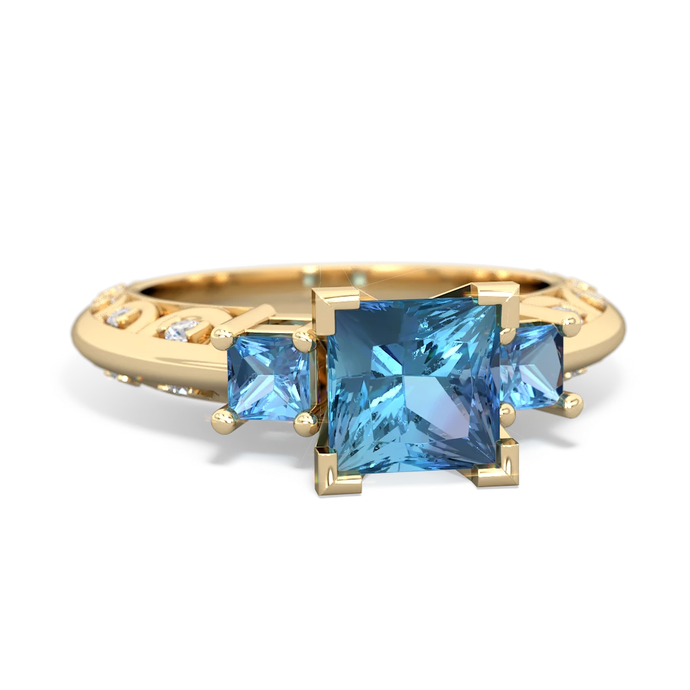 Aquamarine Eternal Embrace Engagement 14K Yellow Gold ring C2001