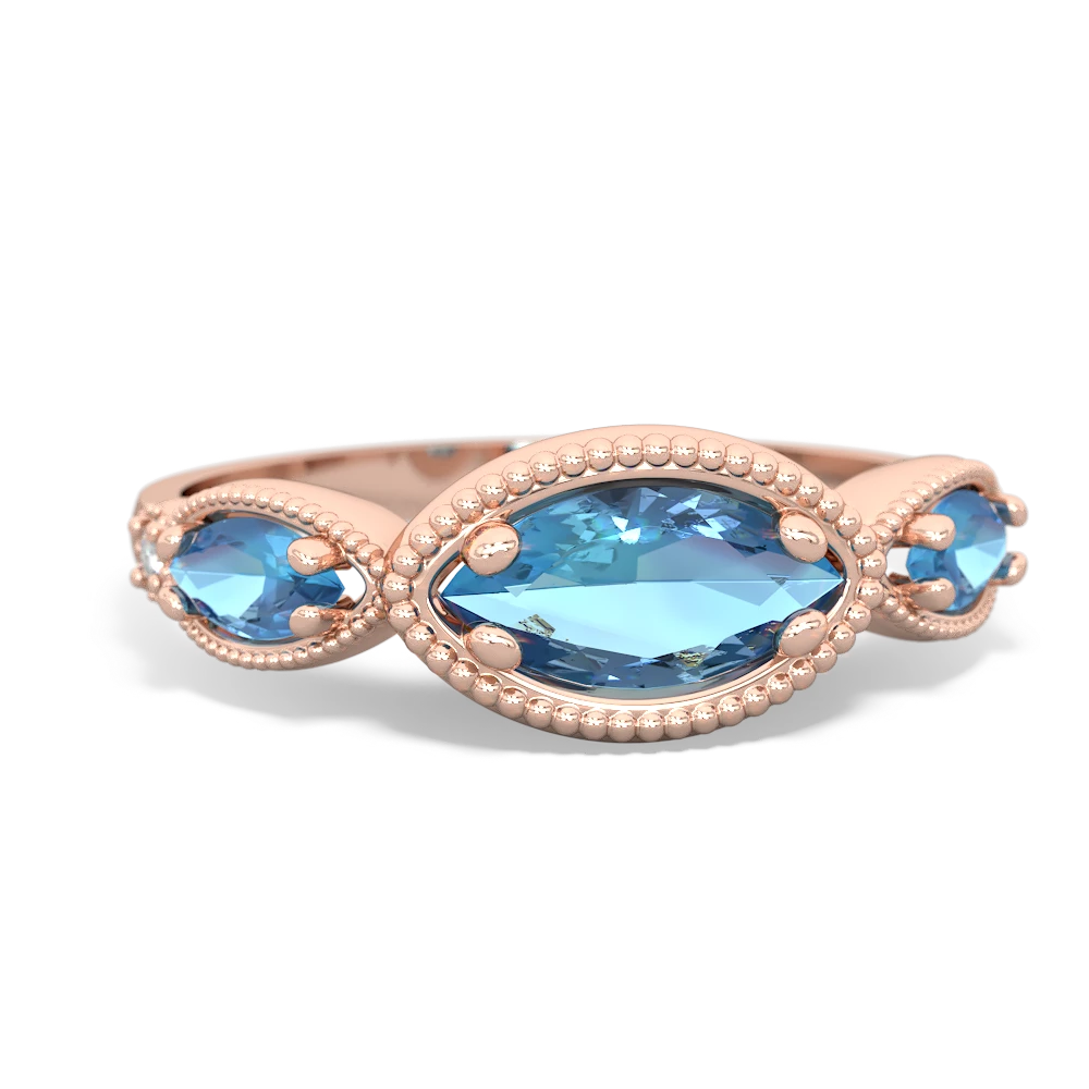 Aquamarine Milgrain Marquise 14K Rose Gold ring R5700