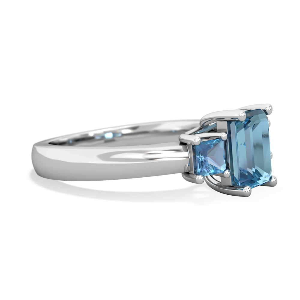 Amethyst Three Stone Emerald-Cut Trellis 14K White Gold ring R4021