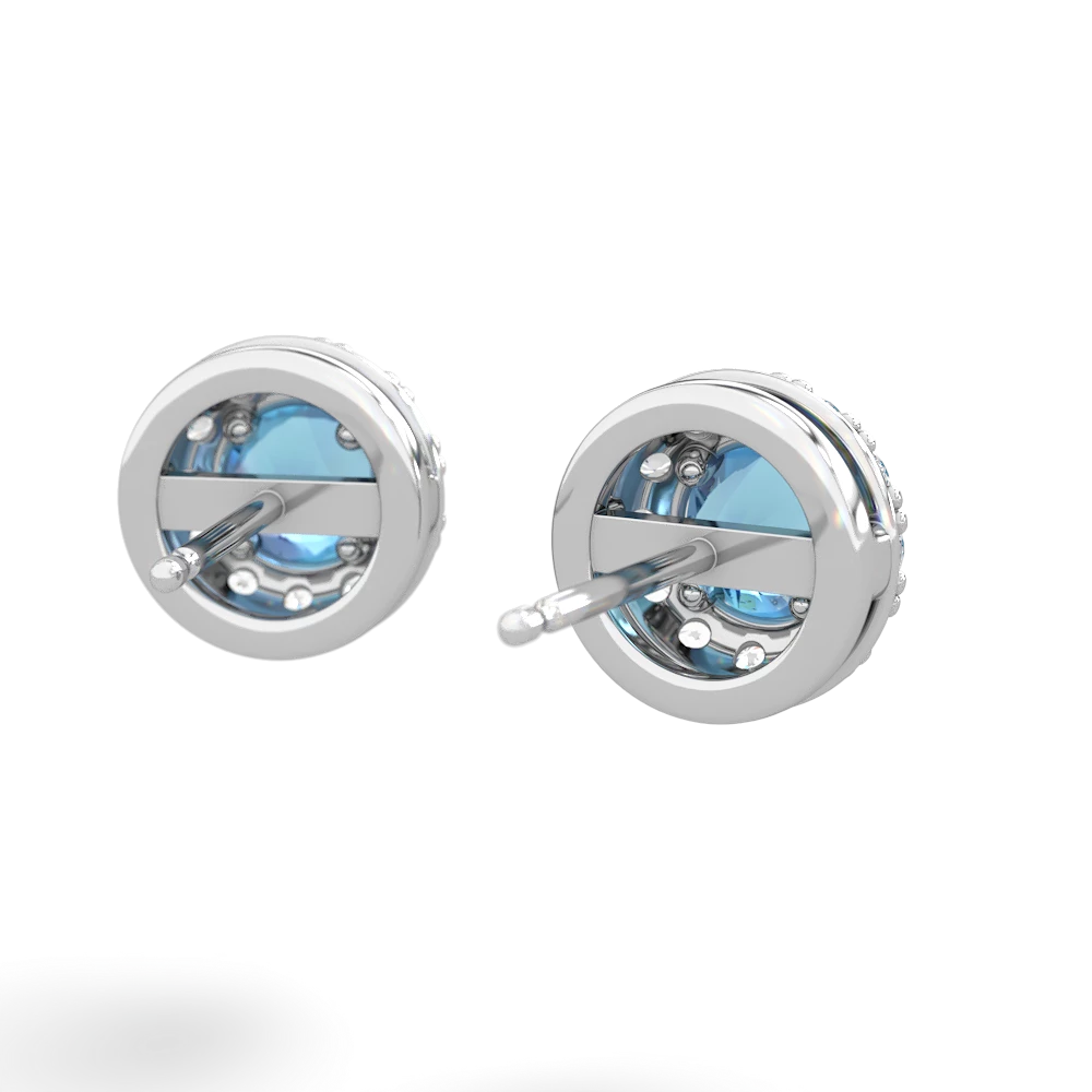 Blue Topaz Diamond Halo 14K White Gold earrings E5370