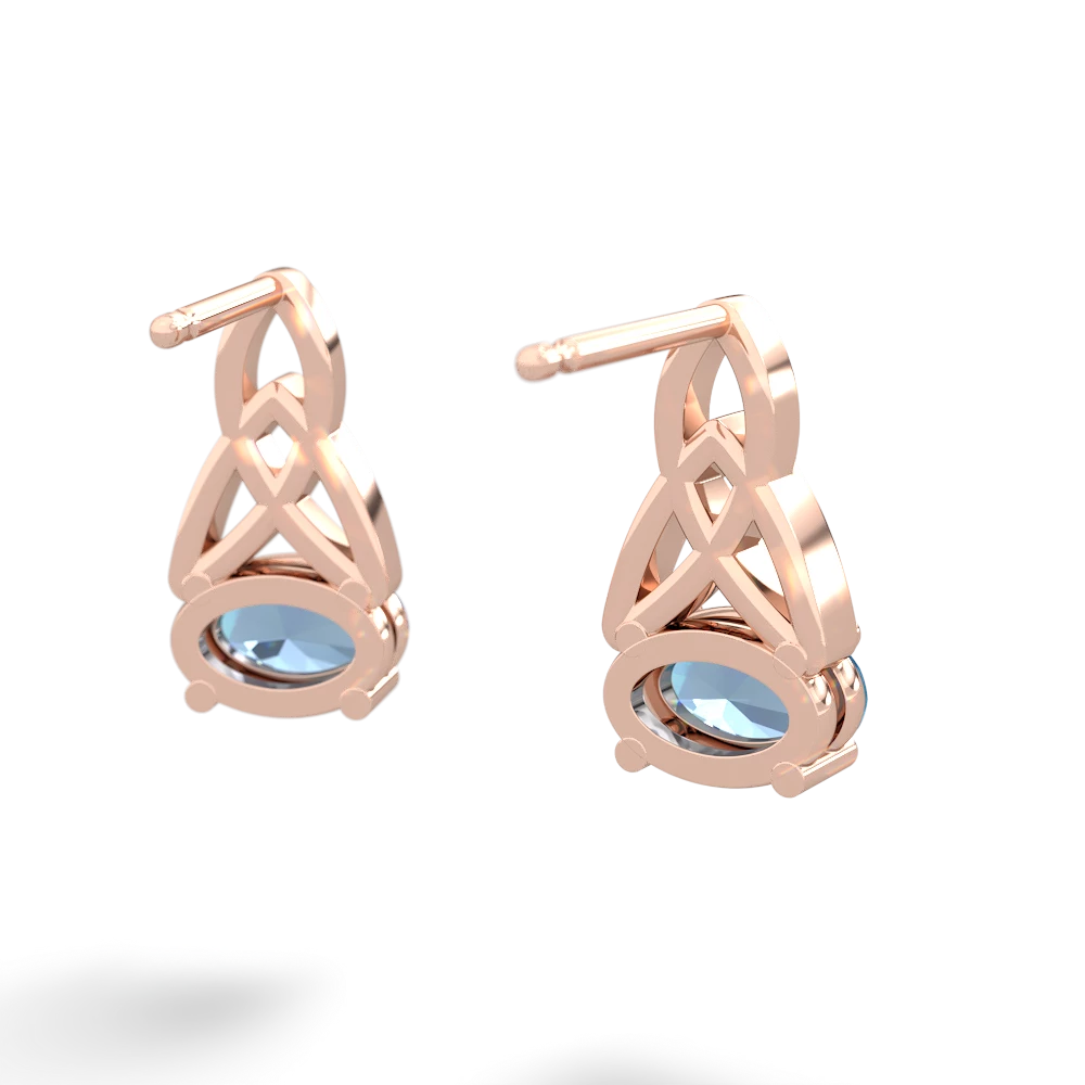 Blue Topaz Celtic Trinity Knot 14K Rose Gold earrings E2389