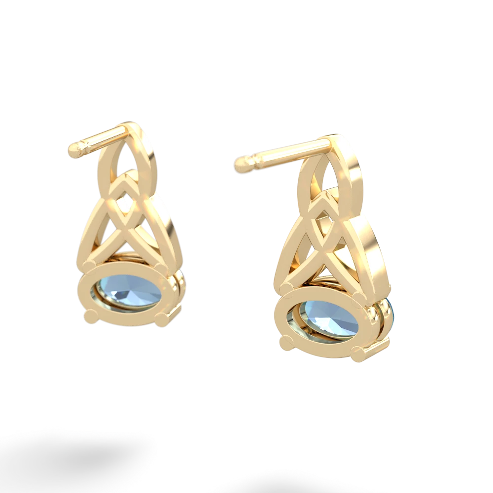 Blue Topaz Celtic Trinity Knot 14K Yellow Gold earrings E2389