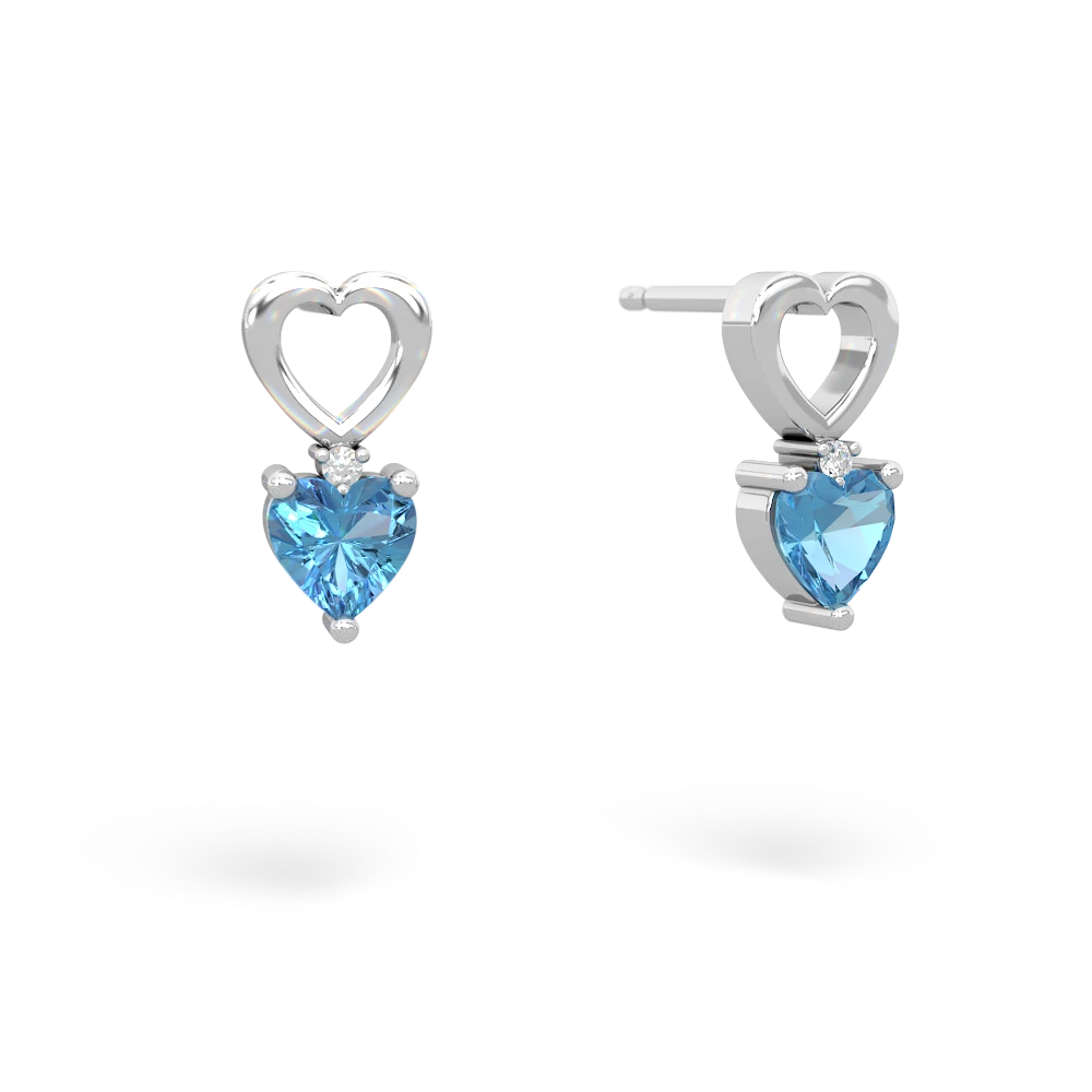 Blue Topaz Four Hearts 14K White Gold earrings E2558
