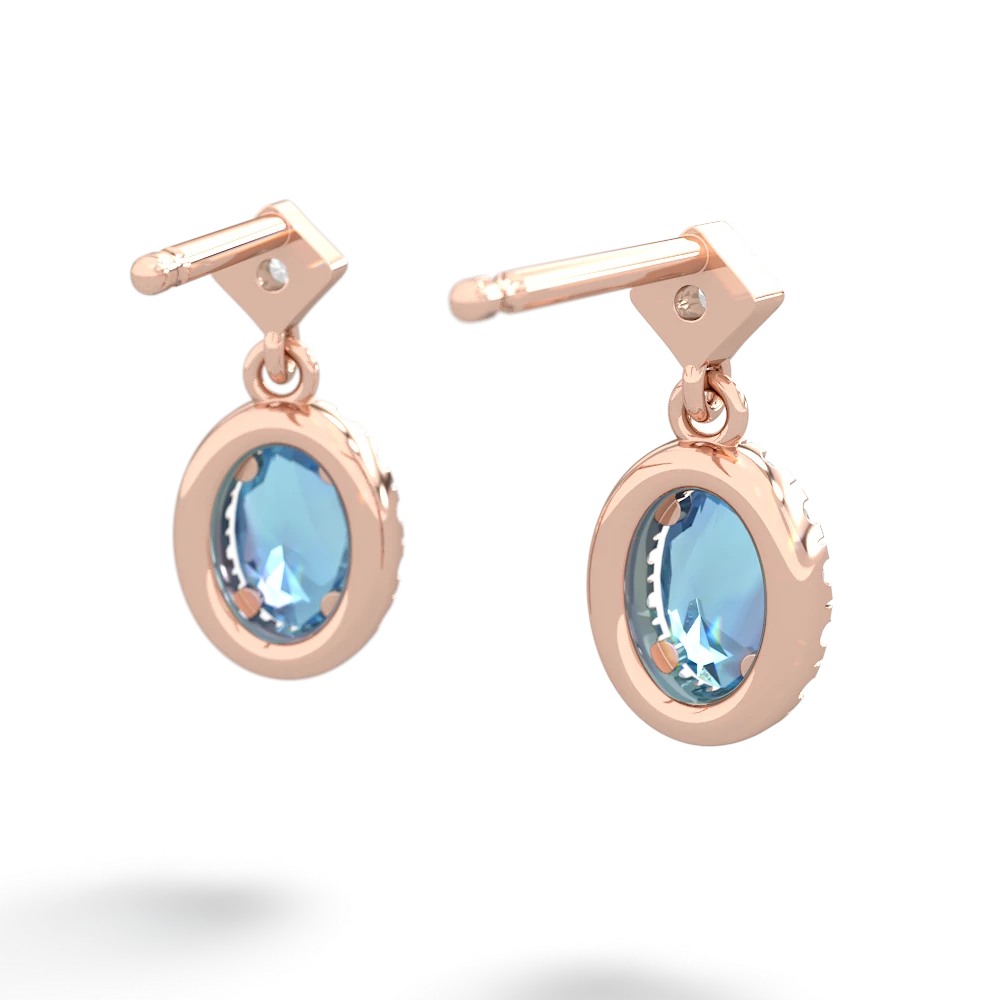 Blue Topaz Antique-Style Halo 14K Rose Gold earrings E5720