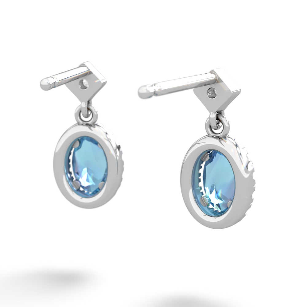 Blue Topaz Antique-Style Halo 14K White Gold earrings E5720
