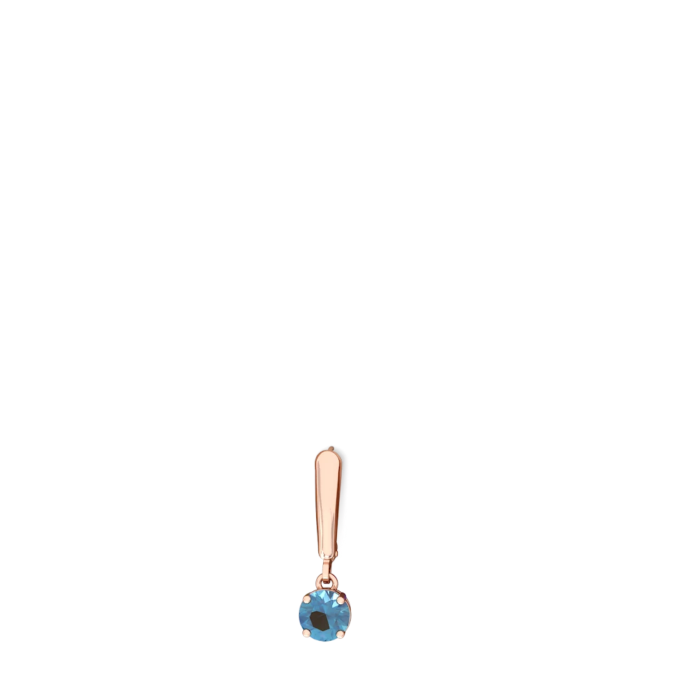 Blue Topaz 6Mm  Round Lever Back 14K Rose Gold earrings E2786