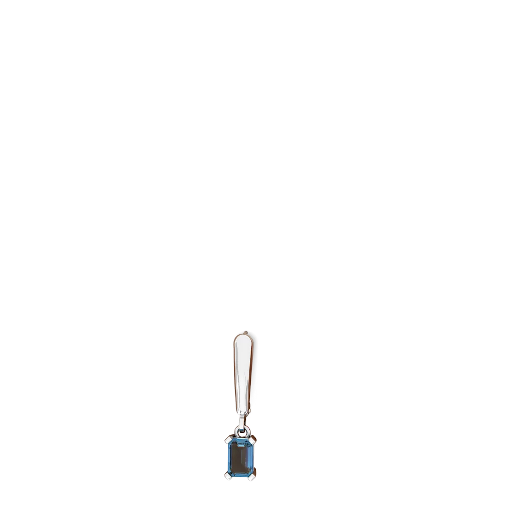 Blue Topaz 6X4mm Emerald-Cut Lever Back 14K White Gold earrings E2855