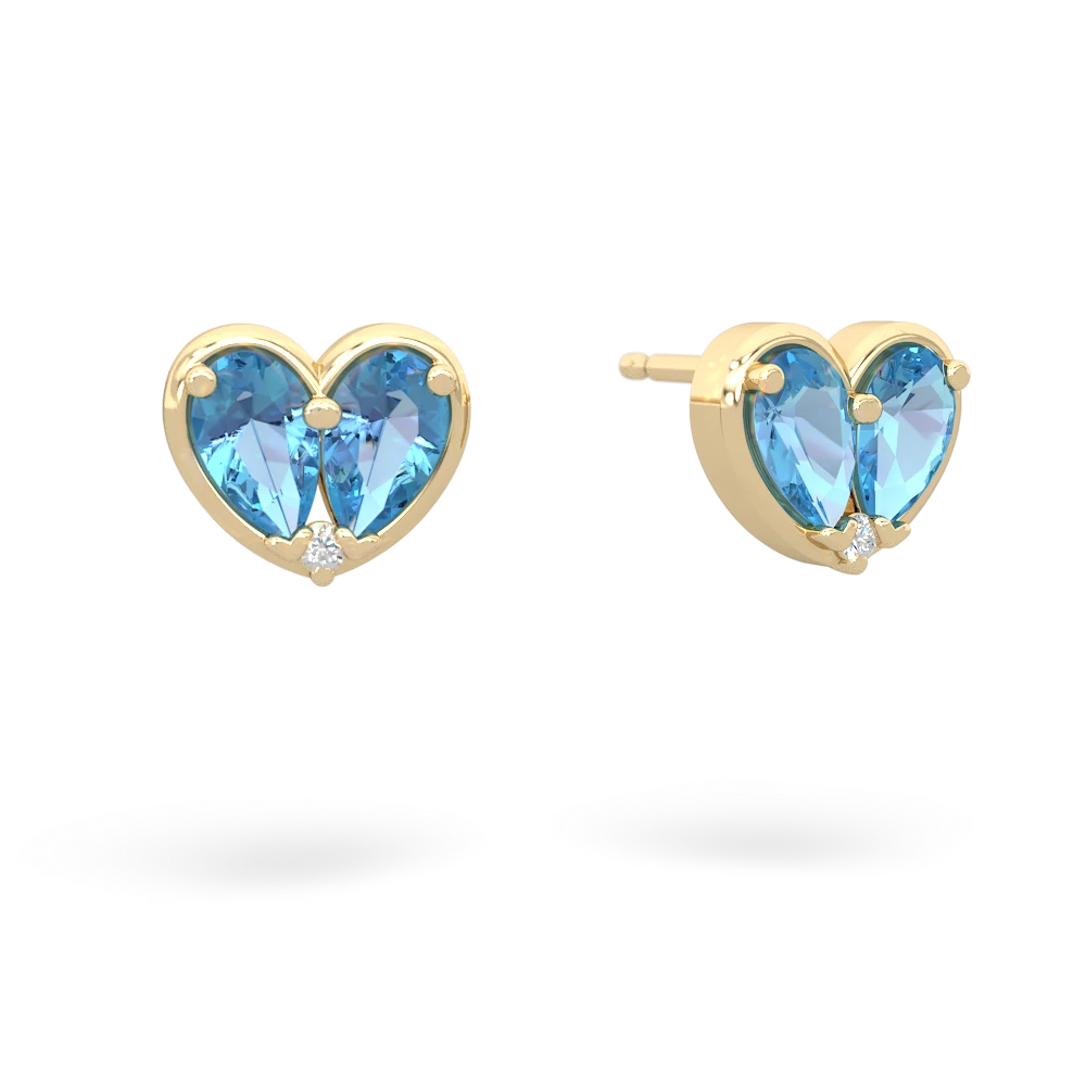 Blue Topaz 'Our Heart' 14K Yellow Gold earrings E5072