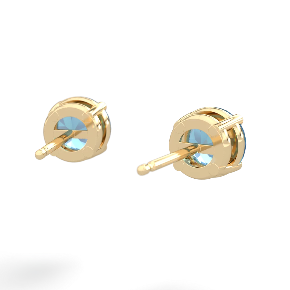 Blue Topaz 6Mm Round Stud 14K Yellow Gold earrings E1786
