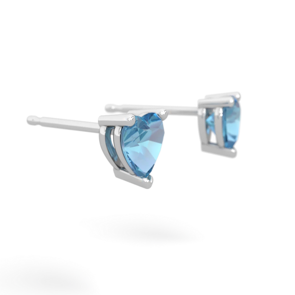 Blue Topaz 5Mm Heart Stud 14K White Gold earrings E1861
