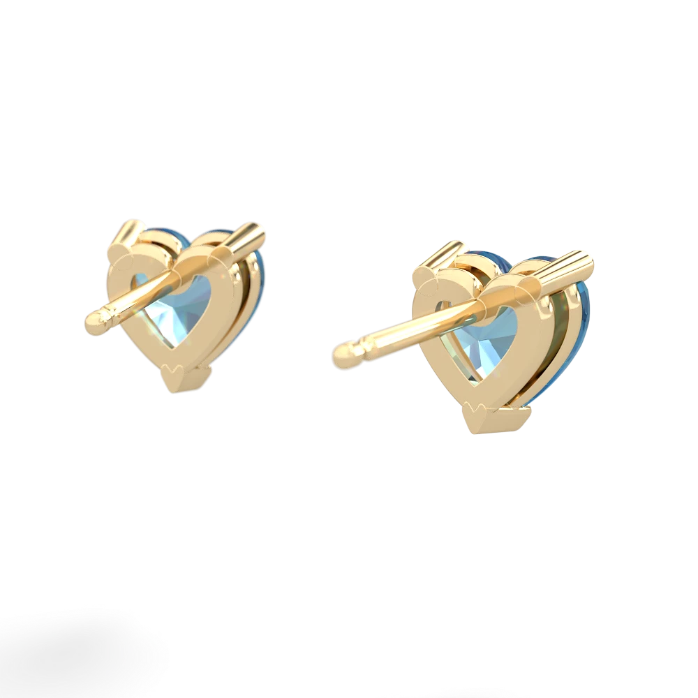 Blue Topaz 6Mm Heart Stud 14K Yellow Gold earrings E1862
