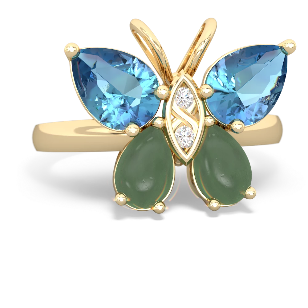 Blue Topaz Butterfly 14K Yellow Gold ring R2215