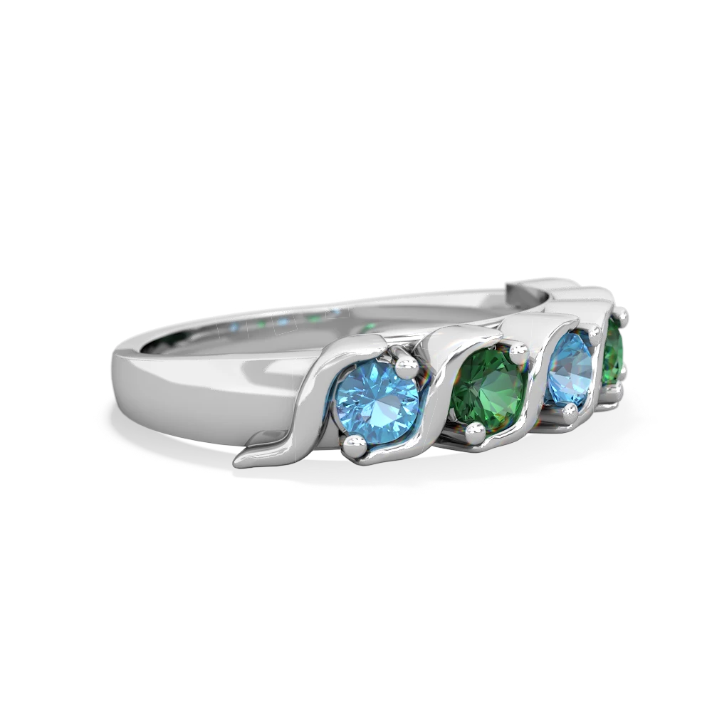 Blue Topaz Anniversary Band 14K White Gold ring R2089