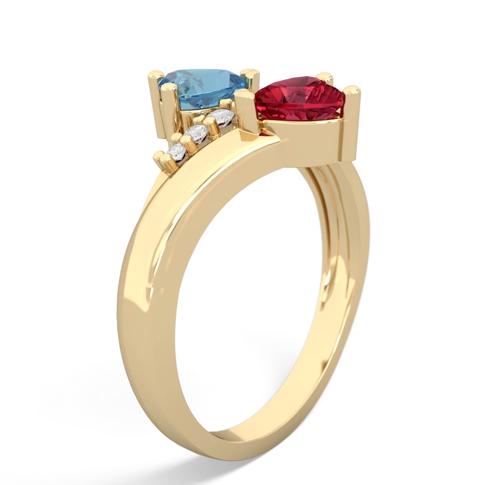 Blue Topaz Heart To Heart 14K Yellow Gold ring R2064