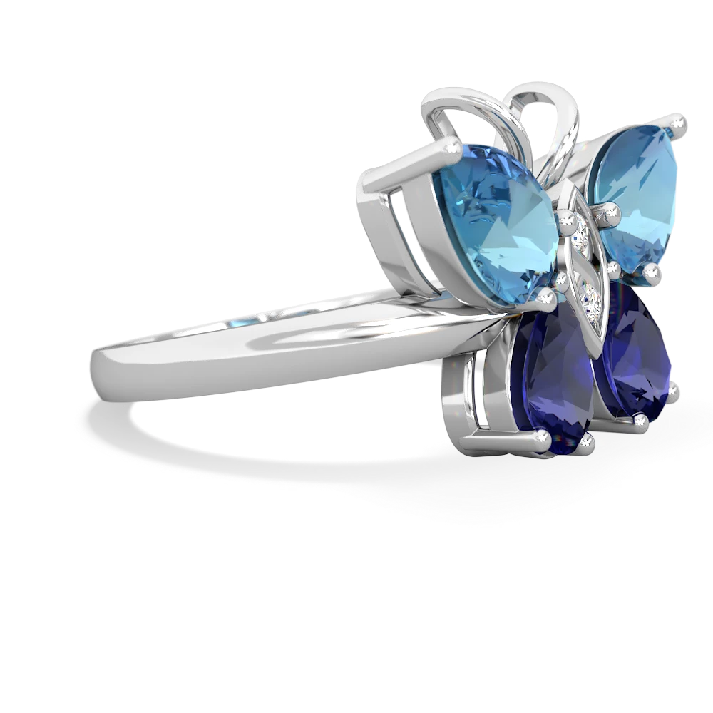 Blue Topaz Butterfly 14K White Gold ring R2215