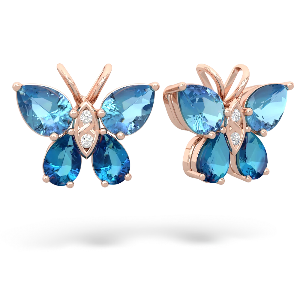 Blue Topaz Butterfly 14K Rose Gold earrings E2215