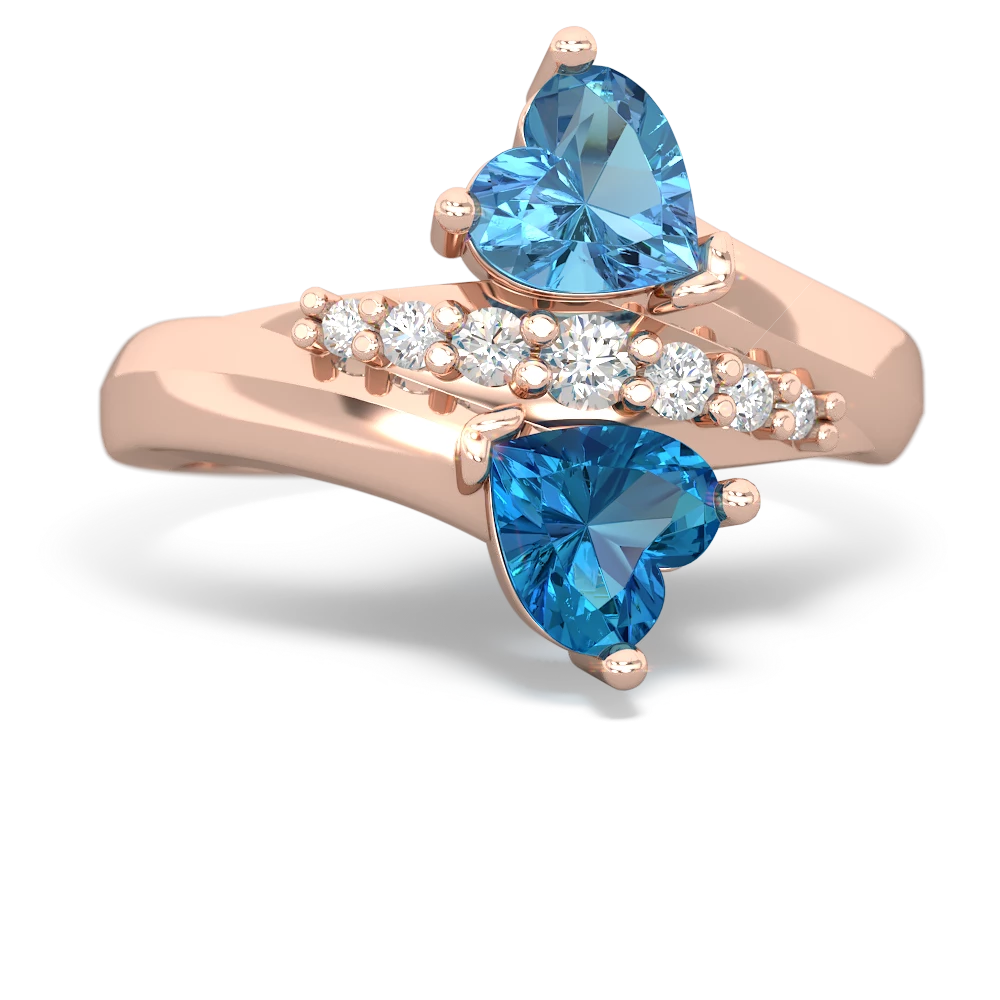 Blue Topaz Heart To Heart 14K Rose Gold ring R2064