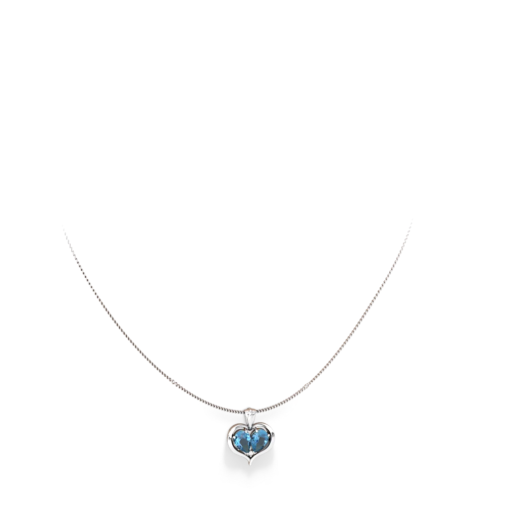 Blue Topaz Two Become One 14K White Gold pendant P5330