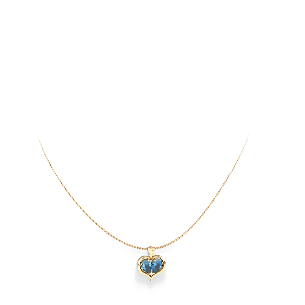 Blue Topaz Two Become One 14K Yellow Gold pendant P5330